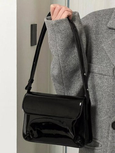 Cyflymder Elegant Patent Leather Women's Small Square Bag Ladies Vintage Shoulder Crossbody Bags Fashion Simple Female Handbags Tote Purse