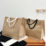Cyflymder Vintage Women Shopping Bags Linen Tote Shopper Purses Large Summer Beach Handbags Portable Eco High Capacity Top Handle