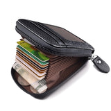 Cyflymder Men's Wallet Genuine PU Leather Credit Card Holder RFID Blocking Zipper Pocket Men bag Multi-card zipper