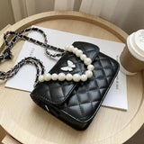 Cyflymder Women Pearl Chain Shoulder Underarm Bags Casual Ladies Embroidery Thread Crossbody Bags Female Butterfly Handbags and Purses