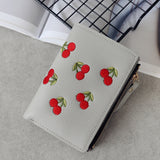 Cyflymder Women's Vertical Buckle Cherry Embroidered Short Trend Small Wallet New Student Simple Fashion Wallet Women's Purse