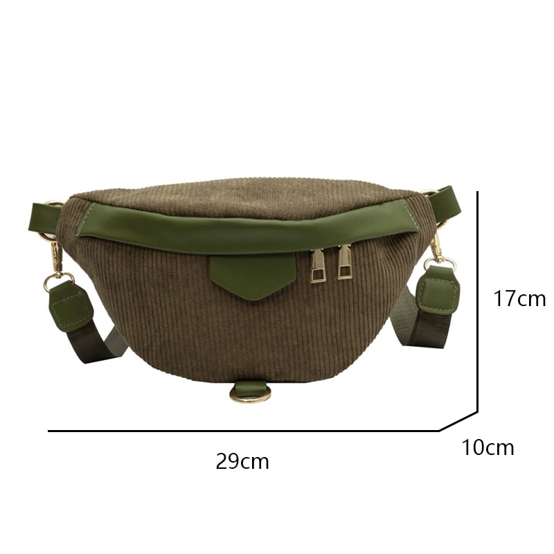 Cyflymder Winter Female Belt Bag Corduroy Fanny pack And Phone Pack Fashion Ladies Shoulder Crossbody Chest Bags New Lady Waist Bag Clutch