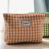 Cyflymder Korean Plaid Cosmetic Makeup Bag For Women Cosmetics Organizer Pouch Large Woman Travel Toiletry Kit Bags Beauty Pencil Pen Case