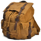 Cyflymder Vintage Leather Military Canvas travel Backpacks Men &Women School Backpacks men Travel bag big Canvas Backpack Large bag
