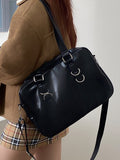 Cyflymder Vintage College Style Messenger Bag Spring Black Large Capacity Handbags for Women Casual Students Crossbody Bags