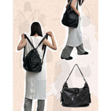Cyflymder Large Capacity Moto Biker Shoulder Bag Vintage Summer Spice Girls High Street Womens Handbags Pu Leather Soft Backpack