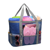 Cyflymder 8 Pockets Summer Large Beach Bag For Towels Mesh Durable Beach Bag For Toys Waterproof Underwear Pocket Beach Tote Bag
