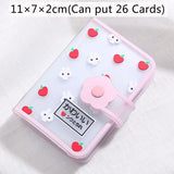 Cyflymder 26 Card Slots Card Holder With Button Photocard ID Holder Photo Album Cute Cartoon Fruit Animal Print Name Card ID Holder Book