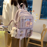 Cyflymder Large-capacity Cute Women Multi-Pocket Nylon Backpack Ins Junior High School Student School Bag Female Girl Backpack Laptop Book