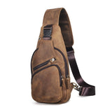 Cyflymder Top Quality Crazy horse Leather Triangle Crossbody Chest Sling Bag For Men Design Travel One Shoulder Bag Daypack Male