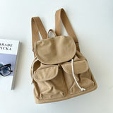 Trendy Canvas Women Backpack Multi Pocket Leisure Travel Ladies Small Bag Fashion Korean Style Mini Backpack for Women