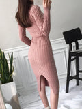 Cyflymder Women's New Knitted Turtleneck Long Sleeve Slim and Slim Mid-length Over-the-knee Dress In Autumn Winter White Dress Sweater Top