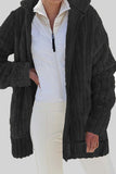 Cyflymder - Black Casual Solid Patchwork Cardigan Collar Outerwear