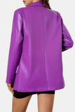 Cyflymder - Purple Casual Solid Patchwork Turn-back Collar Outerwear