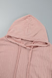 Cyflymder - Pink Casual Solid Basic Hooded Collar Long Sleeve Dresses