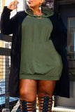 Cyflymder - Army Green Casual Solid Patchwork Hooded Collar Long Sleeve Dresses