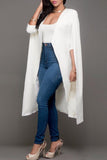 Cyflymder - White Casual Elegant Solid Patchwork Cardigan Collar Outerwear
