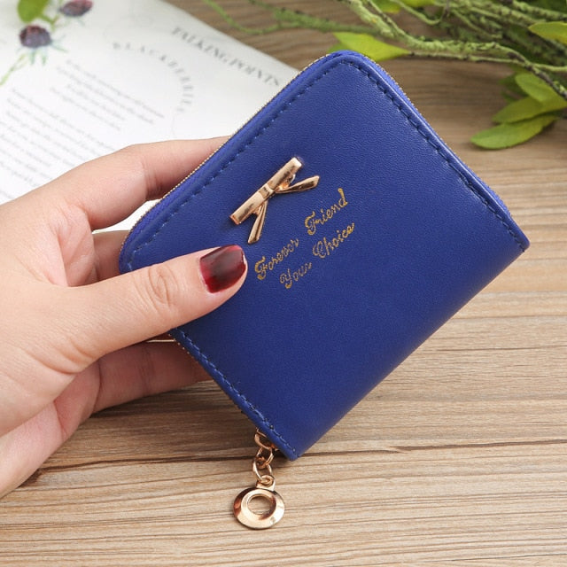 Wallet Female Short For Coins New Cute Candy Bow Women Small Leather Wallets Zipper Purses Girls Lady Purse