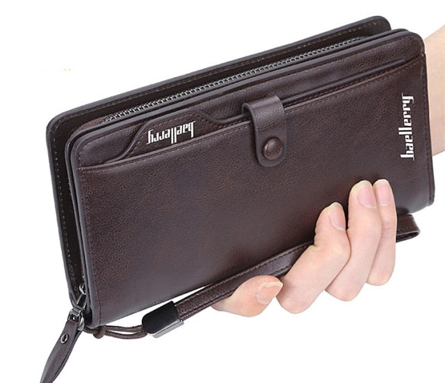 Cyflymder New Arrival Leather Men Wallets Large capacity Driver License Phone Wallet Casual Male Clutch Long Zipper Coin Purses carteir