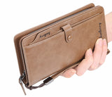 Cyflymder New Arrival Leather Men Wallets Large capacity Driver License Phone Wallet Casual Male Clutch Long Zipper Coin Purses carteir