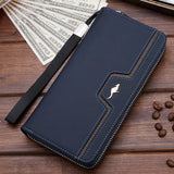 Cyflymder High Quality Men's Leather Wallet Zipper Long Purse Big Capacity Clutch Phone Bag Wrist Strap Coin Purse Card Holder For Male Gifts for Men