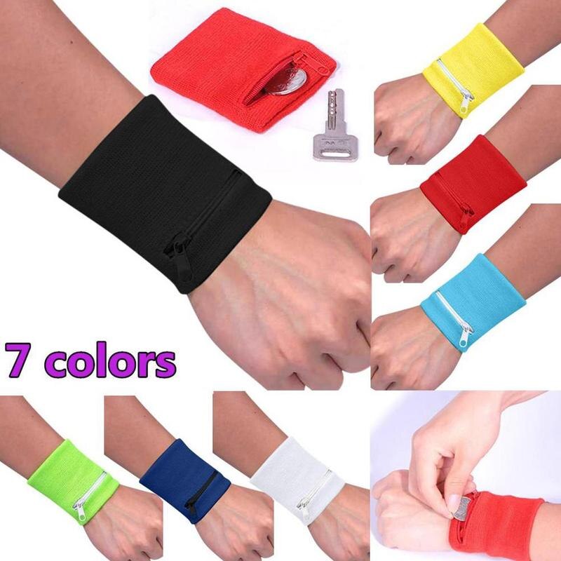 Zipper Wrist Wallet Pouch Band Zipper Running Travel Cycling Safe Key Card Sport Bag Cotton Storage 7 Colors To Choose