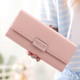 Cyflymder High Quality 3 Fold Women's Wallet Brand PU Leather Long Purse Clutch Coin Purse Phone Pocket Card Holder Large Capacity