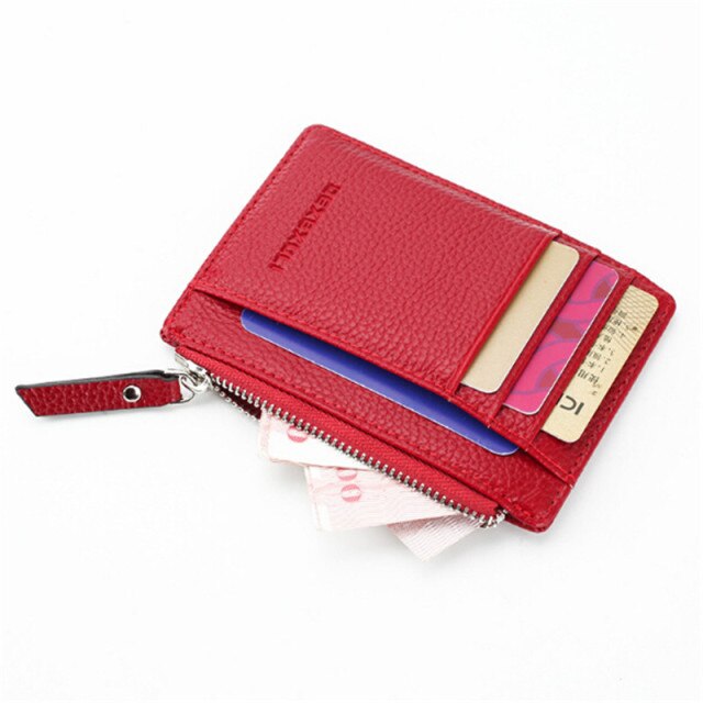 Wallet Mini PU Leather Card Holders Card Slots Purse Small Men Wallet Women Zipper Coin Pocket Ultra Thin Wallet