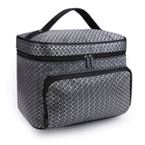 Cyflymder Woman Cosmetic Bags Striped Pattern Organizer Makeup Bag  Travel Toiletry Bag Large Capacity Storage Beauty Bag