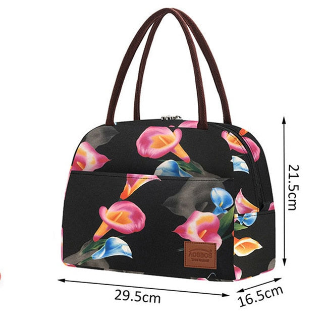 Cyflymder Fashion Portable Insulated Canvas Lunch Bag Thermal Food Picnic Lunch Bags for Women Kids Men Cooler Lunch Box Bag Tote