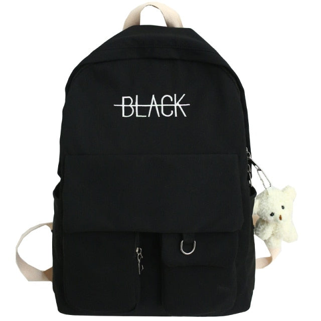 Cyflymder New Student Women Cute Backpack Harajuku Cotton Fabric Female Fashion School Bag Girl Luxury Book Kawaii Backpack Lady Bag Black