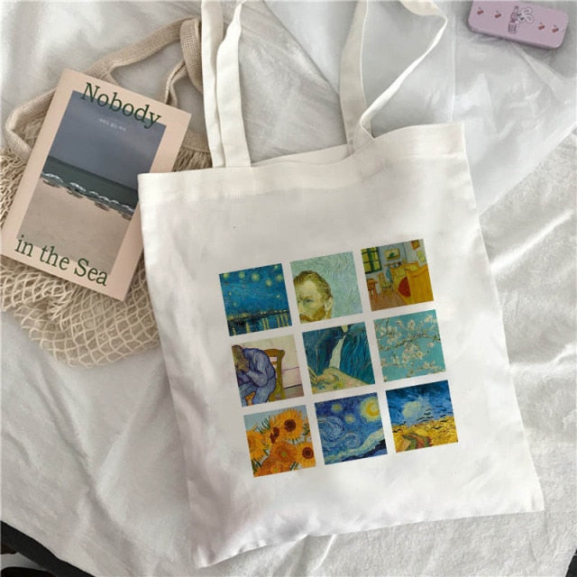 Van Gogh shopping Bag Art Oil Painting Graphic Canvas Shoulder Bag Cute Female Harajuku Ulzzang Grunge Tote Shopper Bag