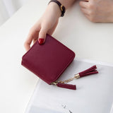 Women Fashion Short Wallet Female Korean Tassel Small Wallet Simple Square Zipper Wallet Lady Coin Purse Cute Wallet