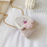 Cyflymder Korean Style Women Mini Handbags Tote Cute Girls Princess Bow Messenger Bag Baby Girl Pearl Party Shoulder Hand Bags Gift