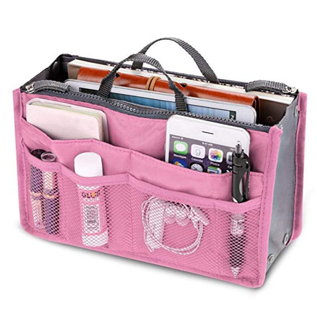 Cyflymder New Ladies Portable Organizer Bag Multifunction Travel Compartment Handbag Women Simple Zipper Storage Cosmetic Bag
