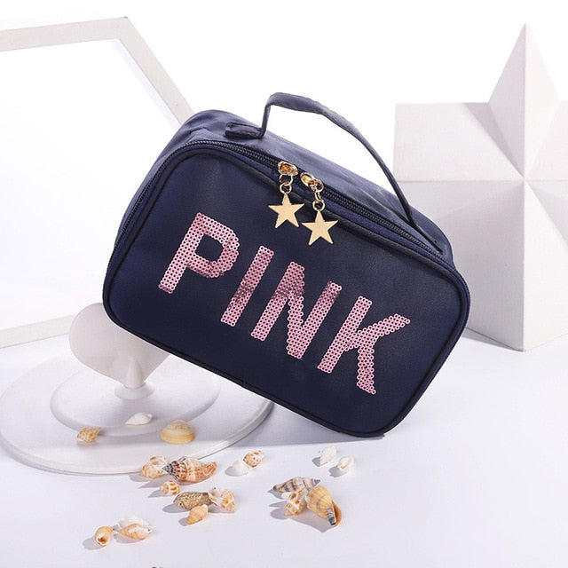New PINK Women Multifunction Cosmetic Bag Toiletries Organizer Travel Make Up Cases Organizer