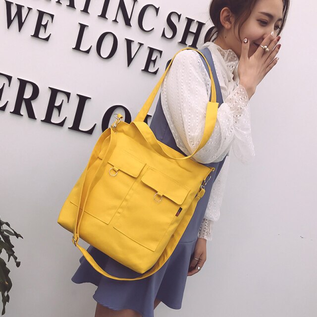 Soft Canvas Bag Large Capacity Women Shopping Bag Casual Hasp Ladies One Shoulder Tote Bags Large Capacity