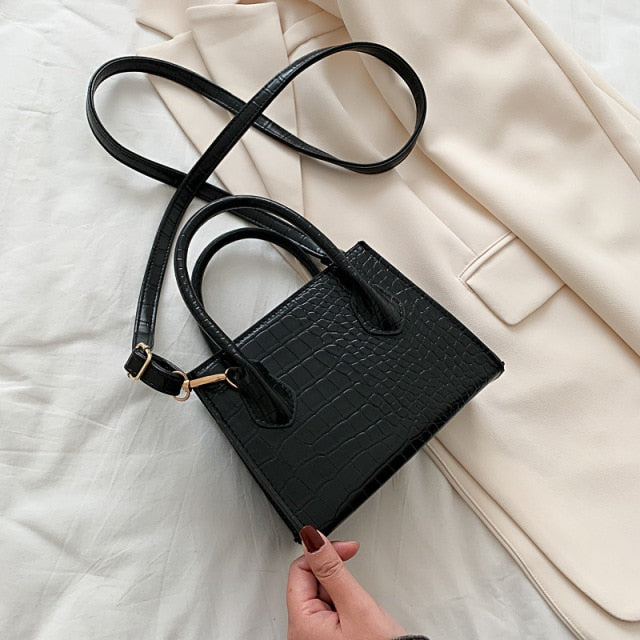 New Small PU Leather Crossbody Bags For Women Summer Crocodile Pattern Solid Color Lady Shoulder Handbags Simple Female Totes