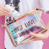 Women Travel Cosmetic Bag Fashion Transparent Zipper Clear Make Up Bag Makeup Case Organizer Storage Pouch Toiletry Wash Kit Box