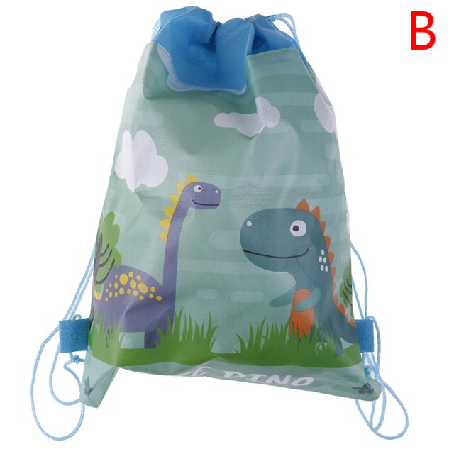 Cyflymder 4styles Cartoon Dinosaur Drawstring Bags Kids Drawstring Backpack Children Clothings Organizer Pouch Laundry Bag School Backpack