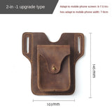 Cyflymder Men's Portable Sports Running Mobile Phone Storage Belt Bag Genuine Leather Crazy Horse Leather Men's Belt Ultra-thin Belt Bag