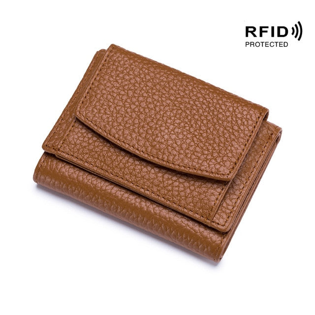 Cyflymder Womens Wallets and Purses Genuine Leather Fashion Small Wallet with Mini Coin Pocket Rfid Blocking Purse Designer Portfel Damski