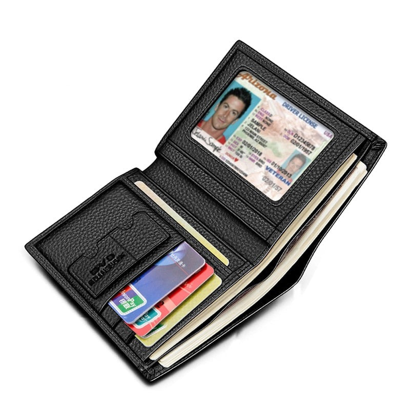 Cyflymder Men Wallet Genuine Leather Casual Wallet for Men Short Wallet Standard Wallets Card Holders Vintage Luxury Man Purse Gifts for Men
