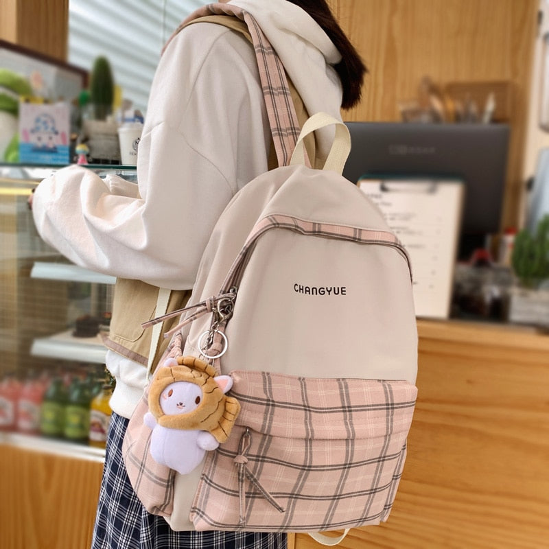 Preppy Aesthetic Mini Cute Fresh Checkered Backpack Plaid backpack