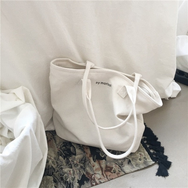 Women Canvas Tote Bag Fashion Korean Cloth Reusable Shopping Bag Casual Lady Shoulder Large Capacity shopper Bag Female Handbags