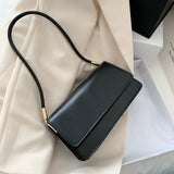 Soft PU Leather Baguette Shoulder Bags For Women Simple Armpit Bag Lady Handbags Female Trend Solid Color Travel Hand Bag