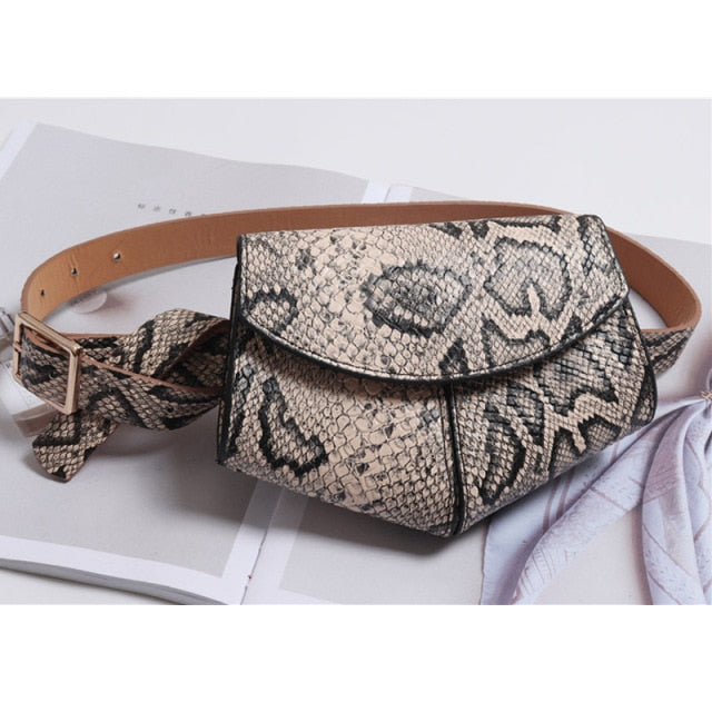 New Fanny Pack Women Waist Belt Bag serpentine Vintage Waist Bags Girl Fashion Bum Pouch Phone Leather Chest Packss LW0808