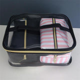 PVC Transparent Cosmetic Bag Organizer Travel Toiletry Bag Set Pink Beauty Case Makeup Case Beautician Vanity Necessaire Trip