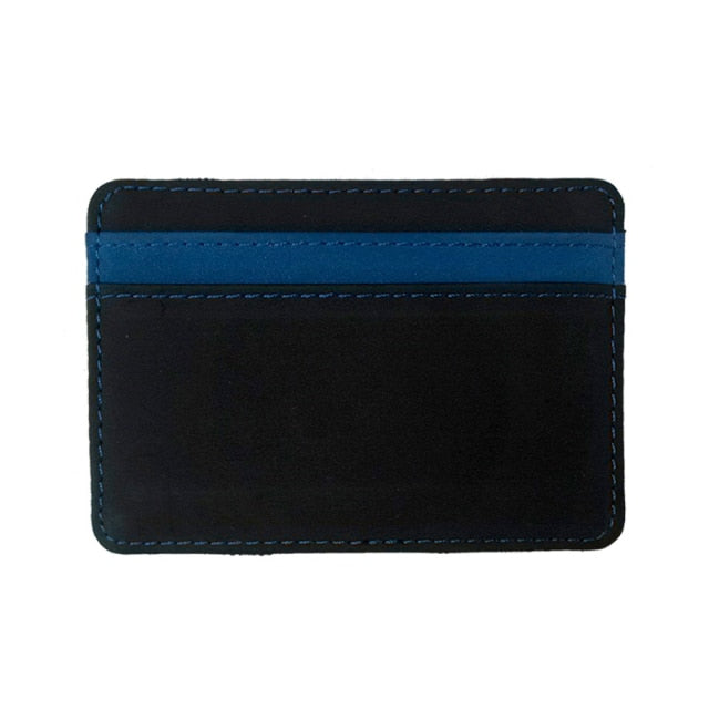 New Brand Men's Leather Magic Wallet Money Clips Thin Clutch Bus Card Bag For Women Small Cash Holder Slim Man Purse
