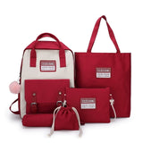 Plush Pendant School Bag Five Piece Backpack Large Capacity Backpack For Teenagers Backpack School Boy Girl kids Canvas Bag B322